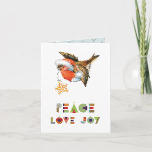 Tarjeta Peace Love Joy Robin