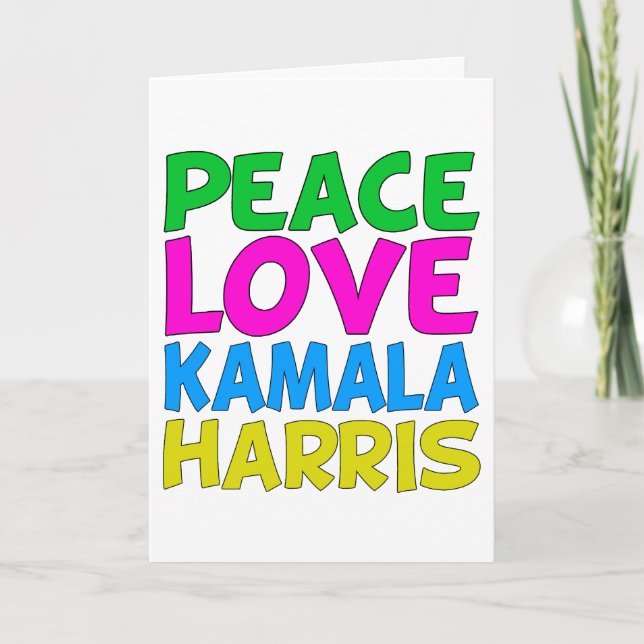 Tarjeta Peace Love Kamala Harris Cute Card (Anverso)