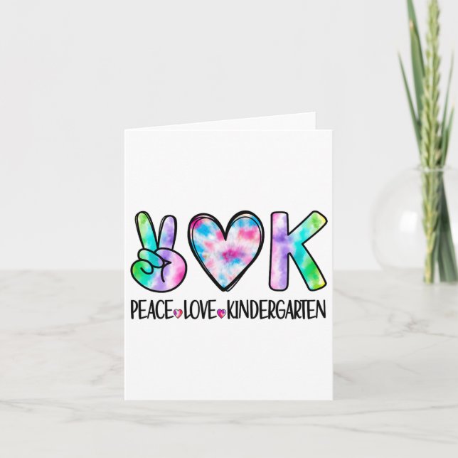 Tarjeta Peace Love Kindergarten First Day Team T (Anverso)