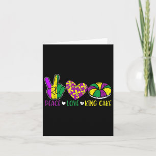 Tarjeta Peace Love King Cake Funny Festival Mardi Gras Par