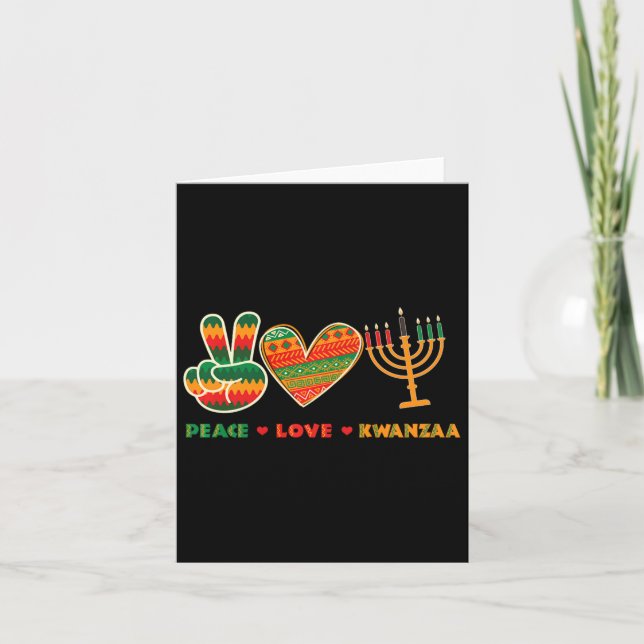 Tarjeta Peace Love Kwanzaa - Afroamericanos Heritage Fates (Anverso)