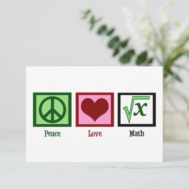 Tarjeta Peace Love Math Teacher Cute Algebra (Anverso de pie)
