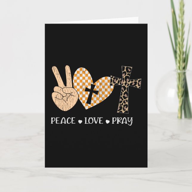 Tarjeta Peace Love Pray Thanksgiving Christmas Christian (Anverso)