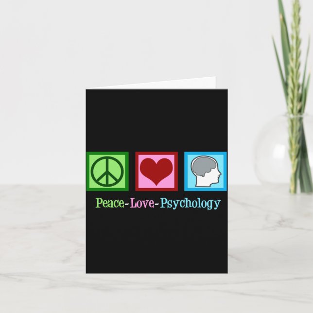 Tarjeta Peace Love Psychology Cute Psychologist  (Anverso)