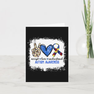 Tarjeta Peace Love Ribbon Autism Awareness Accept Love Und