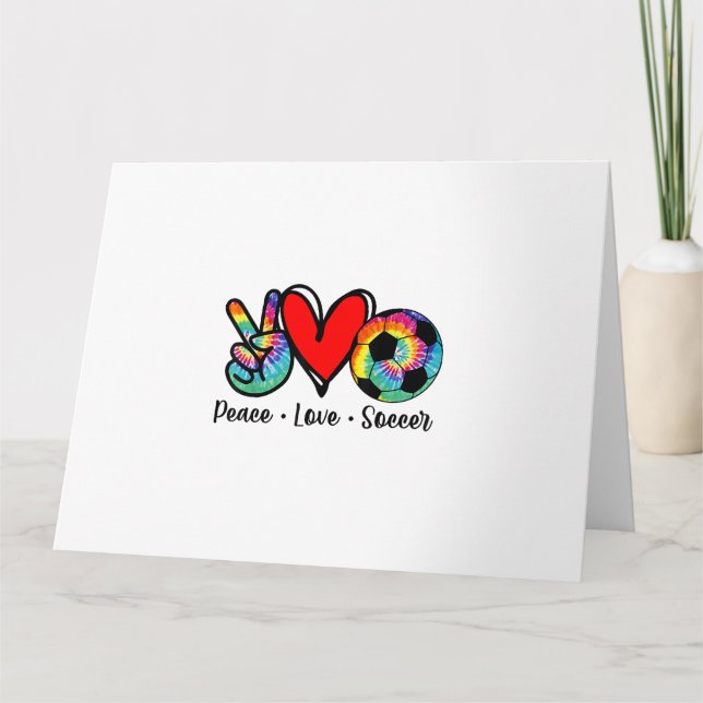 Tarjeta Peace Love Soccer Tie Dye Design Mujeres Jóvenes C (Anverso)