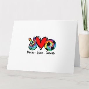 Tarjeta Peace Love Soccer Tie Dye Design Mujeres Jóvenes C