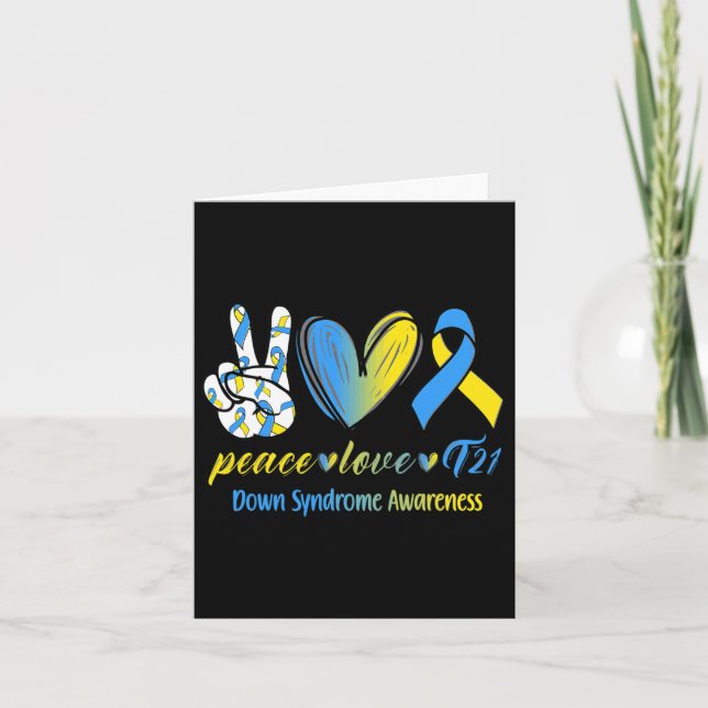 Tarjeta Peace Love T21 Down Syndrome Awareness Awareness S (Anverso)