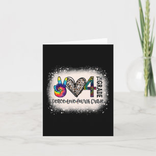 Tarjeta Peace Love Teacher de cuarto grado Chicas de vuelt
