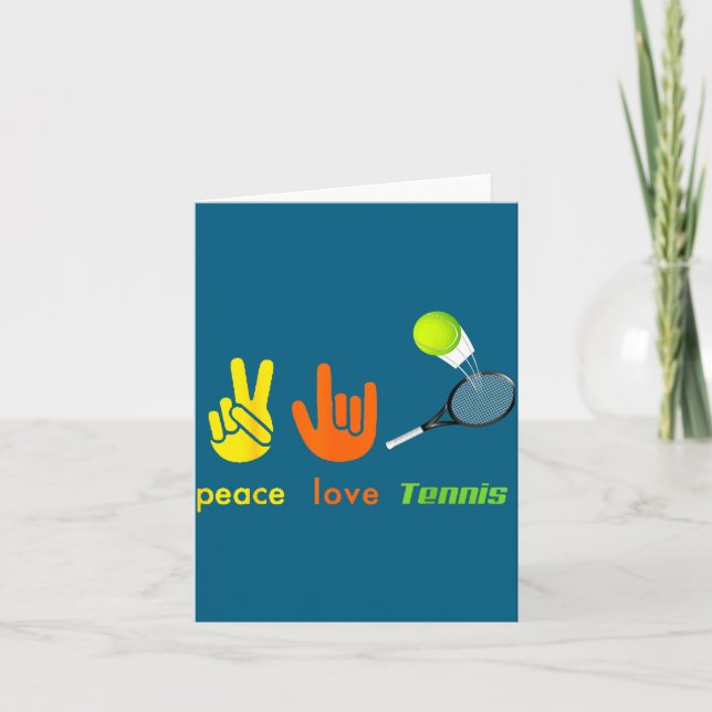 Tarjeta Peace Love Tennis Funny Tennis Lovers Hand Sign De (Anverso)