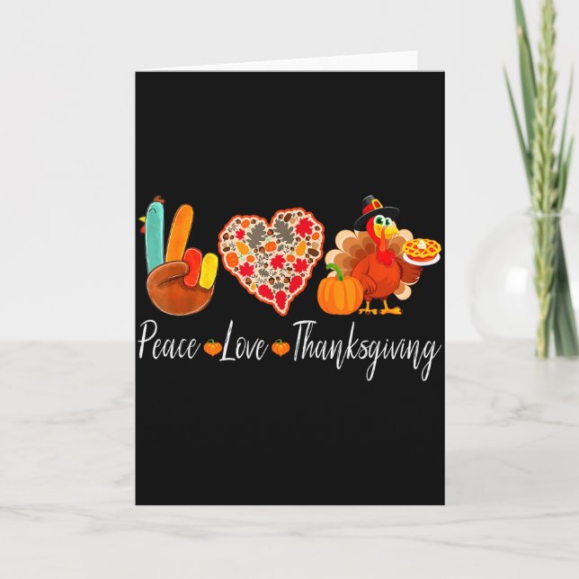 Tarjeta Peace Love Thanksgiving Turkey Fall Autumn Thanksg (Anverso)