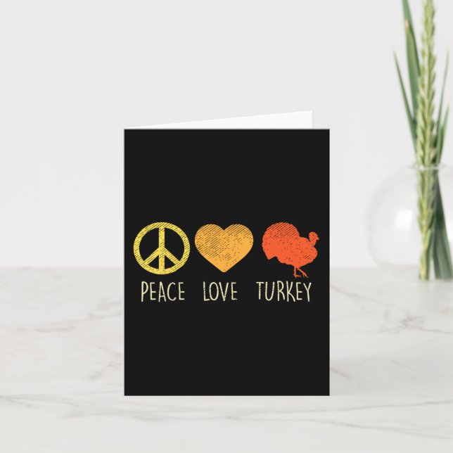 Tarjeta Peace Love Turkey Divertido Día de Acción de Graci (Anverso)