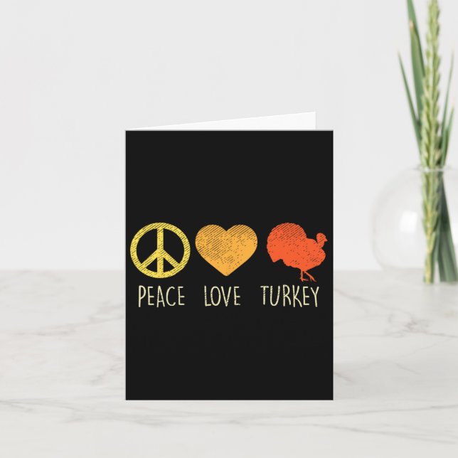 Tarjeta Peace Love Turkey Divertido Día de Acción de Graci (Anverso)