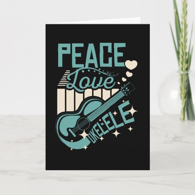 Tarjeta Peace Love Ukulele (Anverso)