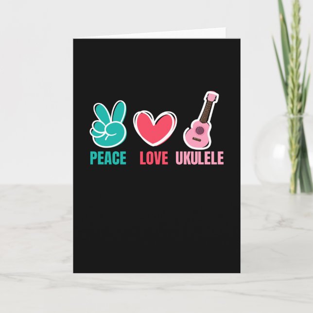 Tarjeta Peace Love Ukulele Guitar Music (Anverso)