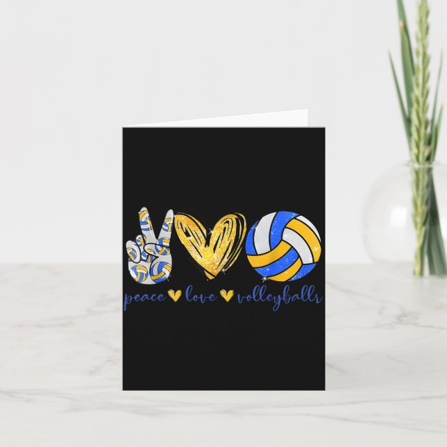 Tarjeta Peace Love Volleyball Retro Art Volleyball Player  (Anverso)