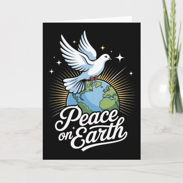 Tarjeta Peace On Earth Dove And Globe Faith Christmas  (Anverso)