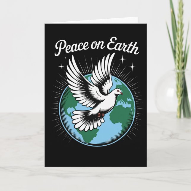 Tarjeta Peace On Earth Dove And Globe Faith Christmas Spir (Anverso)