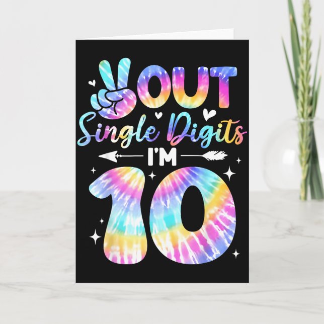Tarjeta Peace Sign Double Digits 10th Birthday For Girls B (Anverso)