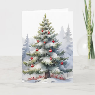 Tarjeta Peaceful Winter Forest Christmas Card – Snowy Pine