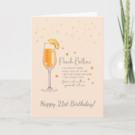 Tarjeta Peach Bellini Cocktail 21st Happy Birthday Card