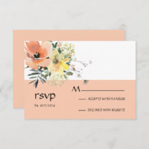 Tarjeta Peach Floral RSVP