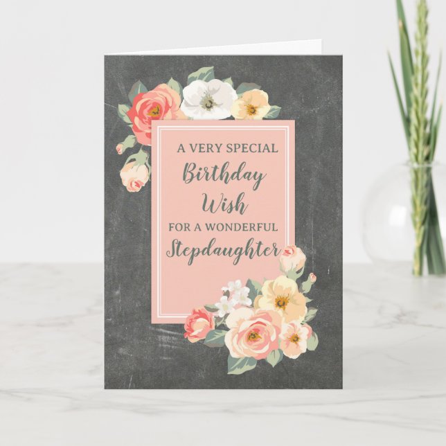 Tarjeta Peach Flowers Stepgirl Birday Card (Anverso)