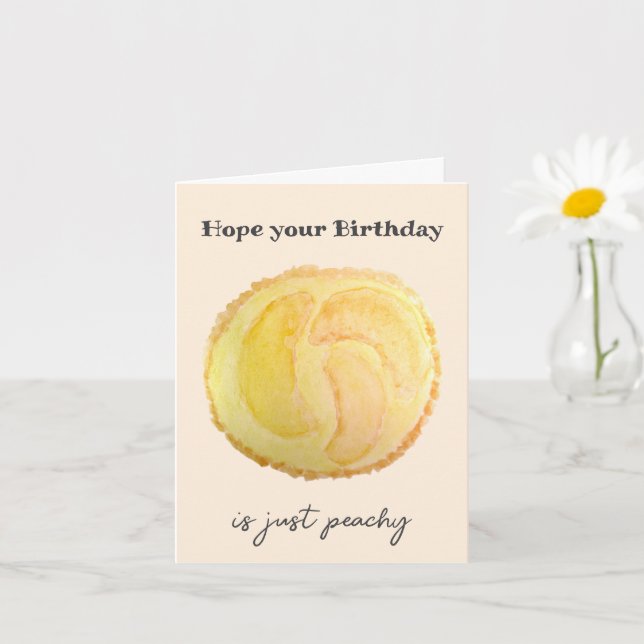 Tarjeta Peach Fruit Tart Watercolor Art Birthday Card (Planta pequeña)
