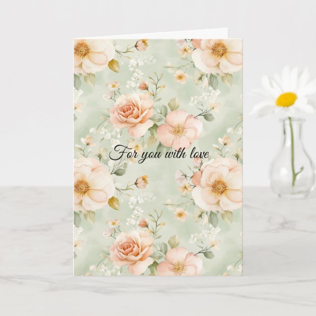 Tarjeta Peach Mint Pretty Roses Floral Bridal Shower (Planta pequeña)