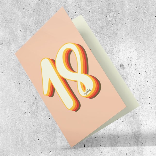 Tarjeta Peach Modern Retro Groovy Dieciocho cumpleaños (Subido por el creador)