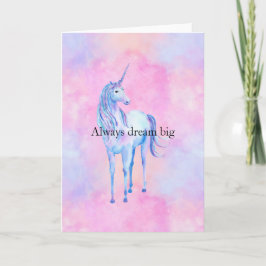 Tarjeta Peach Pink Purple Unicorn