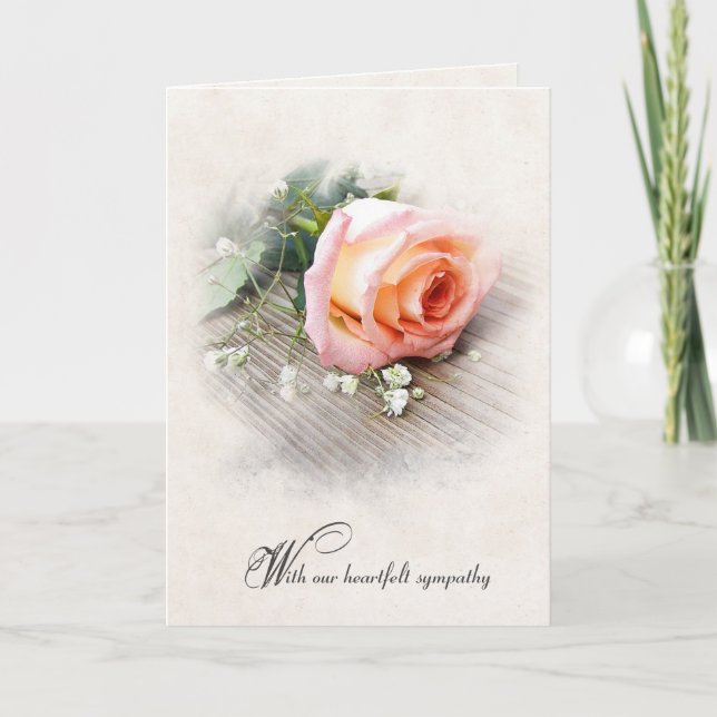 Tarjeta Peach Rosa on Wood Sympathy (Anverso)