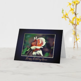 Tarjeta Peach Rosebud Floral Personalizado Cumpleaños