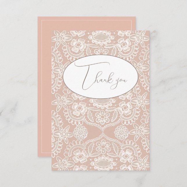 Tarjeta Peach Vintage Lace Flat (Anverso / Reverso)