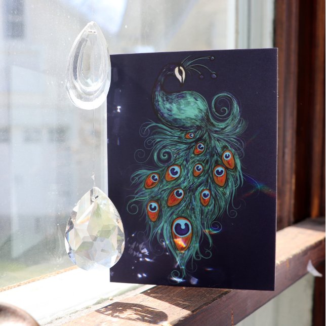 Tarjeta Peacock Feathers Peacocks Verde azulados (Subido por el creador)