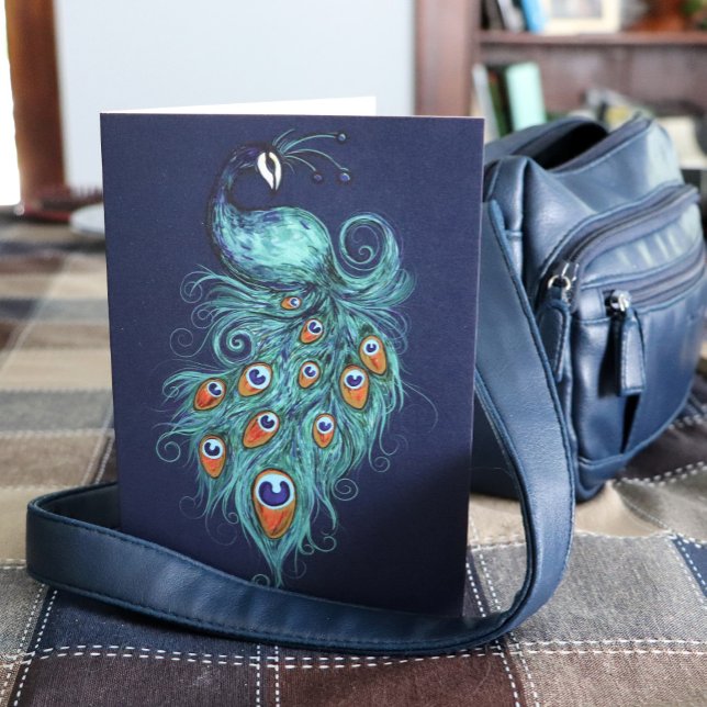 Tarjeta Peacock Feathers Peacocks Verde azulados (Subido por el creador)