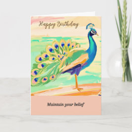 Tarjeta peacock message happy birthday