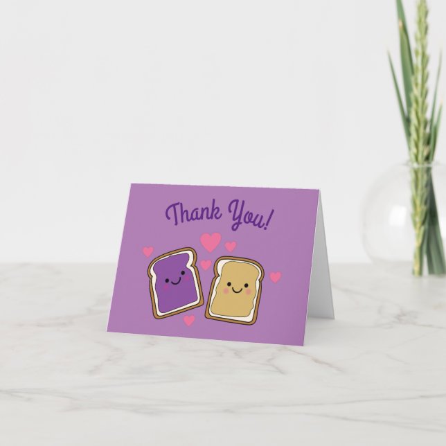 Tarjeta Peanut Butter Jelly Birthday Party PBJ Gracias (Anverso)