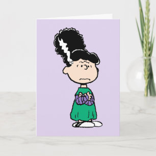 Tarjeta Peanuts Lucy Novia de Frankenstein Halloween