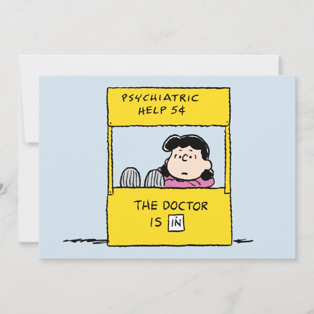 Tarjeta Peanuts | Lucy & the Doctor Is In (Anverso)