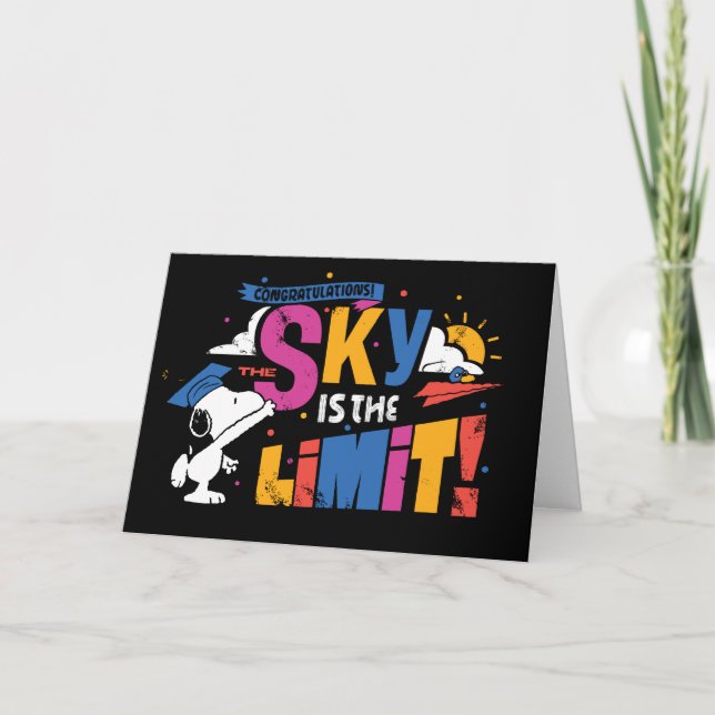 Tarjeta Peanuts Snoopy Sky Is The Limit Graduation (Anverso)