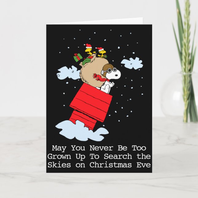 Tarjeta Peanuts The Flying Ace At Christmas  (Anverso)