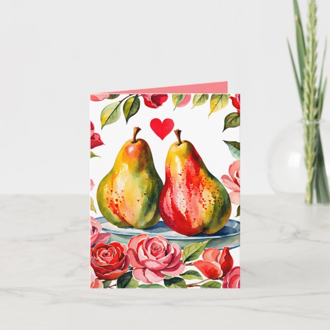 Tarjeta Pear-amour Punny Valentcard para pareja (Anverso)