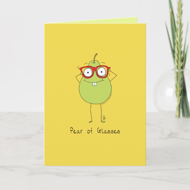 Tarjeta Pear Glasses Graciosa y Cute Pear Pun Card (Anverso)
