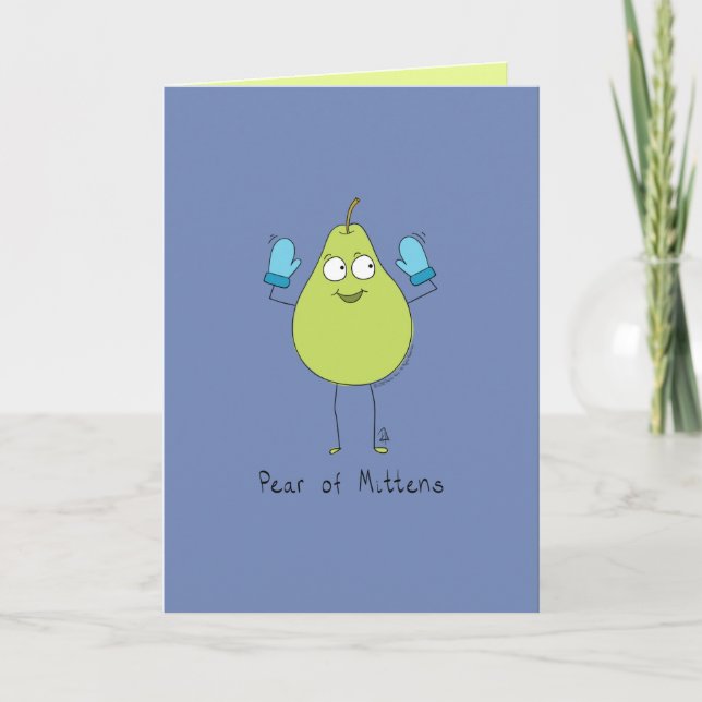 Tarjeta Pear Mittens - Funny Pear Pun Card (Anverso)