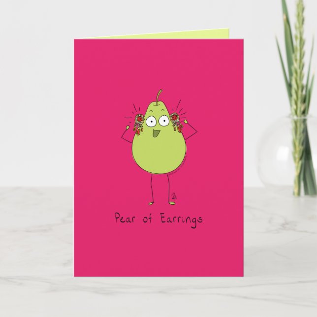 Tarjeta Pear of Earrings - Funny Pear Pun Card (Anverso)