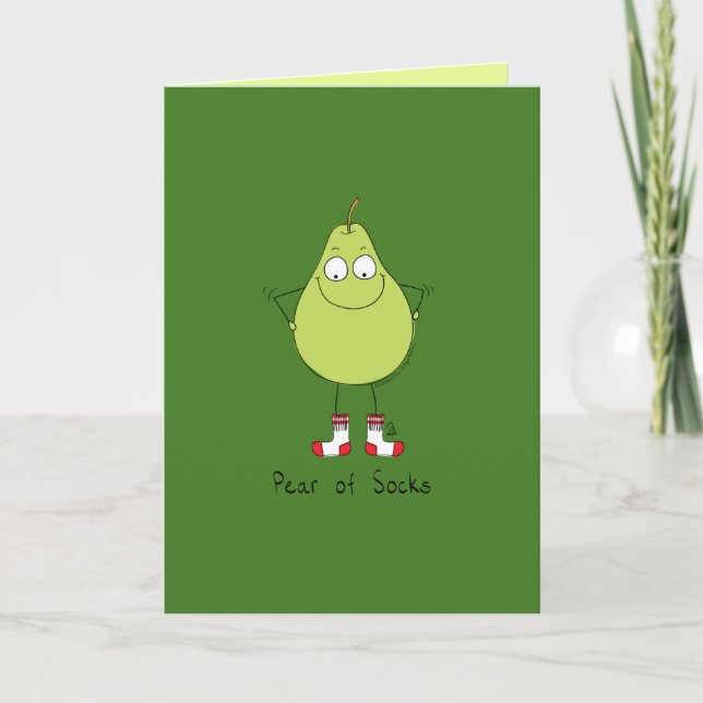 Tarjeta Pear of Socks - Funny Pear Pun Card (Anverso)