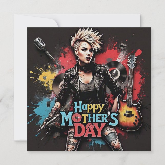 Tarjeta Pearl Simmer del Día de la Madre del punk (Anverso)