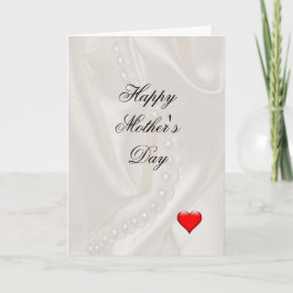 Tarjeta Pearls on Satin with a small heart Mother's Day 