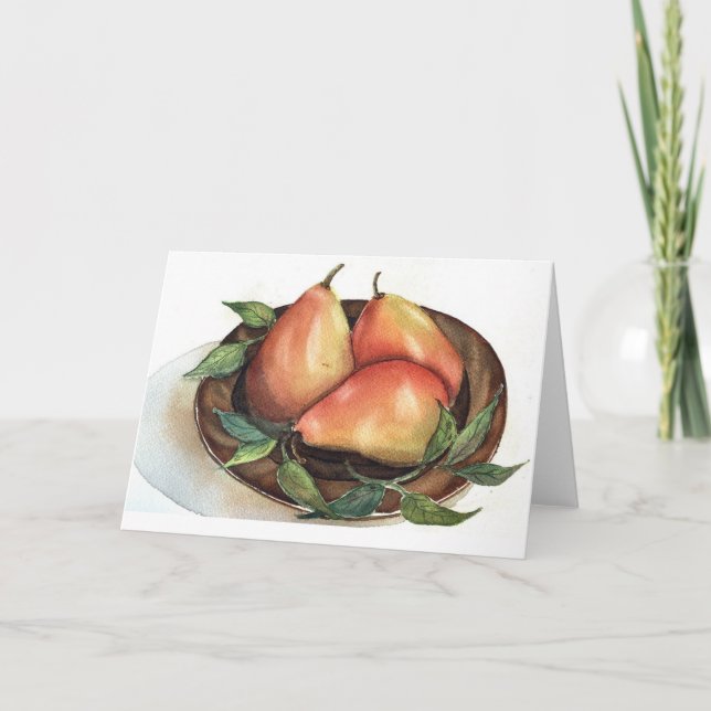 Tarjeta Pears Watercolor Still Life Notecard (Anverso)